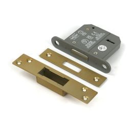Satin Brass 3" 5 Lever BS Dead Lock KA