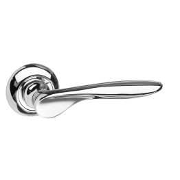 Mediterranean Malta Lever Door Handle on Round "C" Rose - Polished Chrome