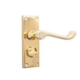 Victorian Scroll Privacy Lever Handle 115mm Polished Brass
