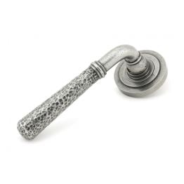 Pewter Hammered Newbury Lever on Rose Set (Art Deco Rose)