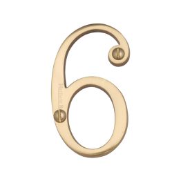 Heritage Brass Numeral 6 Face Fix 76mm (3") Polished Brass finish