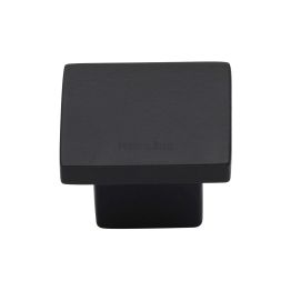 Heritage Brass Cabinet Knob Classic Square Design 32mm Matt Black finish