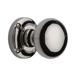 Heritage Brass Mortice Knob on Rose Victoria Design Polished Nickel finish
