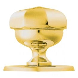 Octagonal Centre Door Knob - Stainless Brass