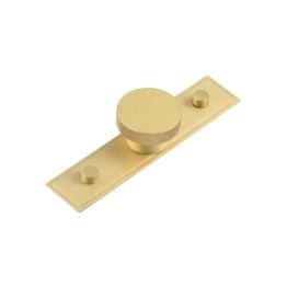 Wenlock Cupboard Knobs 40mm Stepped Backplate Satin Brass - By Frelan Hardware - HOX-140SB-6090SB