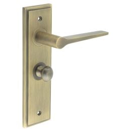 Knightsbridge Door Handle Bathroom Backplate Antique Brass & Turn & Release - By Frelan Hardware - BUR-20AB-453AB-80AB