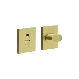 CR-801 Satin Brass Thumb Turn & Lock Square Rose w/ Indicator - By Frelan Hardware - CR-801BK7SB