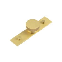 Wenlock Cupboard Knobs 40mm Plain Backplate Satin Brass - By Frelan Hardware - HOX-140SB-5090SB