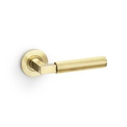 Alexander & Wilks - Hurricane Reeded Lever on Round Rose - Satin Brass PVD
