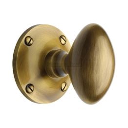 Heritage Brass Mortice Knob on Rose Mayfair Design Antique Brass finish