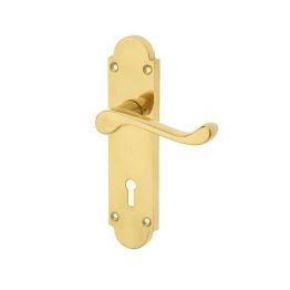 Epsom Suite Door Handle on Lockplate Polished Brass - By Frelan Hardware - JV250PB