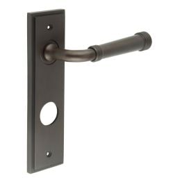 Highgate Door Handle Din Bathroom Backplate Dark Bronze - By Frelan Hardware - BUR35KIT91