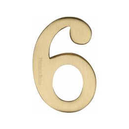 Heritage Brass Numeral 6 Self Adhesive 51mm (2") Satin Brass finish