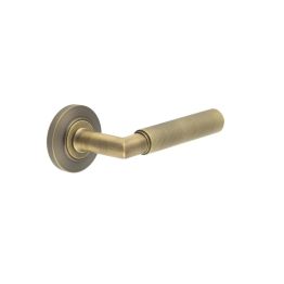 Piccadilly Door Handle on Chamfered Rose Antique Brass - By Frelan Hardware - BUR40KIT2