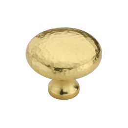 Heritage Brass Cabinet Knob Victorian Round Hammered Design 38mm Polished Brass finish