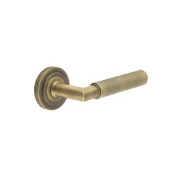 Piccadilly Door Handle on Stepped Rose Antique Brass - By Frelan Hardware - BUR40KIT3
