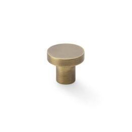 Alexander & Wilks - Hanover Plain Cupboard Knob - Antique Brass - Knob 30mm
