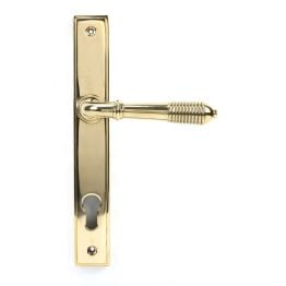 Polished Brass Reeded Slimline Lever Espag. Lock Set
