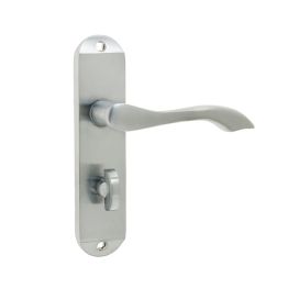 Broadway Suite Door Handle on Bathroom Plate Satin Chrome - By Frelan Hardware - JV922SC