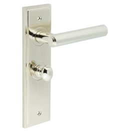 Richmond Door Handle Bathroom Backplate Polished Nickel & Turn & Release - By Frelan Hardware - BUR-45PN-453PN-80PN