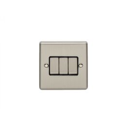 Eurolite Satin Stainless 3 Gang Switch Satin Stainless Steel