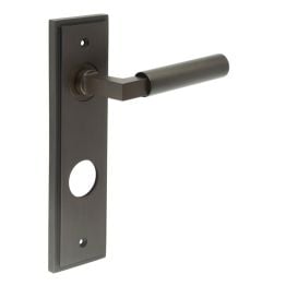 Westminster Door Handle Din Bathroom Backplate Dark Bronze - By Frelan Hardware - BUR30KIT91