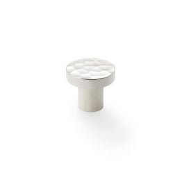 Alexander & Wilks - Hanover Hammered Cupboard Knob - Polished Nickel - 30mm