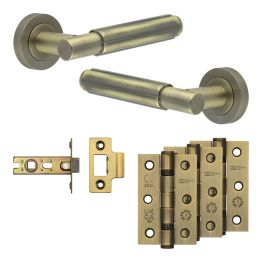 Complete Bloom Door Handle Pack - Internal Doors - Antique Brass - By Frelan Hardware - JE-B1B-AB