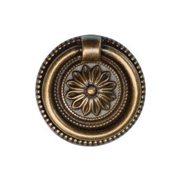 Floral Ring Pull 055mm Distressed Brass finish