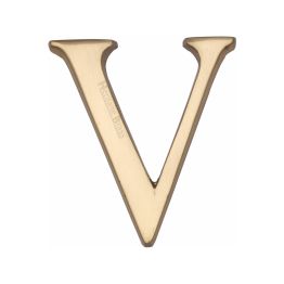 Heritage Brass Alphabet V Pin Fix 51mm (2") Polished Brass Finish