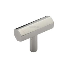 Heritage Brass Cabinet Knob Hexagon Bar Design 41mm Polished Nickel finish