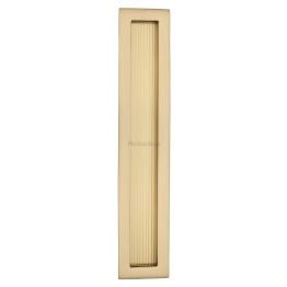 Reeded Rectangular Flush Pull 300 x 58mm Satin Brass finish