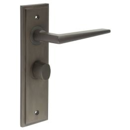Mayfair Door Handle Bathroom Backplate Dark Bronze & Turn & Release - By Frelan Hardware - BUR-10DB-453DB-81DB