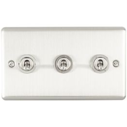 Eurolite Enhance Decorative 3 Gang Toggle Switch Satin Stainless Steel