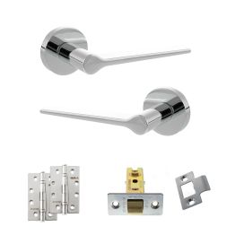 Senza Pari Laviano Door Handle Pack (Latch Set - 3" CE Latch, 4" Slim Knuckle Hinges x2) - Polished Chrome