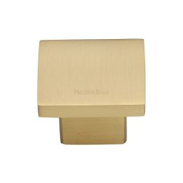 Heritage Brass Cabinet Knob Classic Square Design 32mm Satin Brass finish