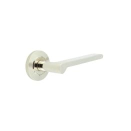 Fitzrovia Door Handles Chamfered Rose Polished Nickel - By Frelan Hardware - BUR15KIT158