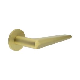 CR-107 Satin Brass Unsprung Round Rose Door Handle - By Frelan Hardware - CR-107A2SB
