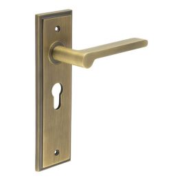 Fitzrovia Door Handle Euro Backplate Antique Brass - By Frelan Hardware - BUR15KIT11