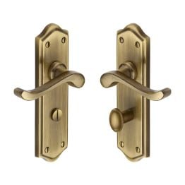 Heritage Brass Door Handle for Bathroom Buckingham Design Antique Brass finish