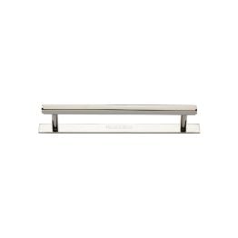 Heritage Brass Cabinet Pull Hexagonal Design with Plate 96mm CTC Polished Nickel Finish