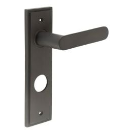 Kensington Door Handle Din Bathroom Backplate Dark Bronze - By Frelan Hardware - BUR25KIT91