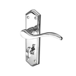 Paris Suite Door Handles on Bathroom Plate Polished Chrome - By Frelan Hardware - JV283PC