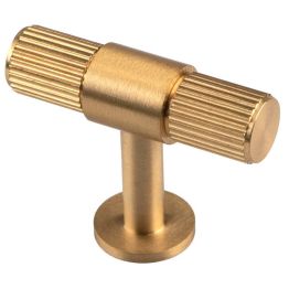 Lines T-Bar Knob - Satin Brass