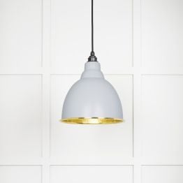 Hammered Brass Brindley Pendant in Birch