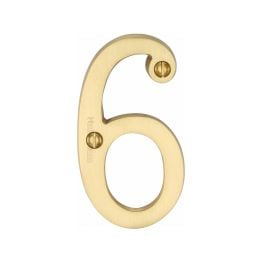 Heritage Brass Numeral 6 Face Fix 76mm (3") Satin Brass finish