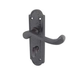 Turnberry Suite Door Handle on Bathroom Plate Black - By Frelan Hardware - JAB300B