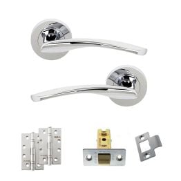 STATUS Arizona Door Handle Pack (Latch Set - 2.5" CE Latch, 4" Slim Knuckle Hinges x2) - Polished Chrome