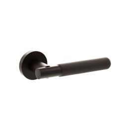 Senza Pari Rosarno Knurled Lever Door Handle on Minimal Round Rose - Urban Dark Bronze