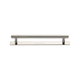 Heritage Brass Cabinet Pull Knurled Design with Plate 128mm CTC Polished Nickel Finish